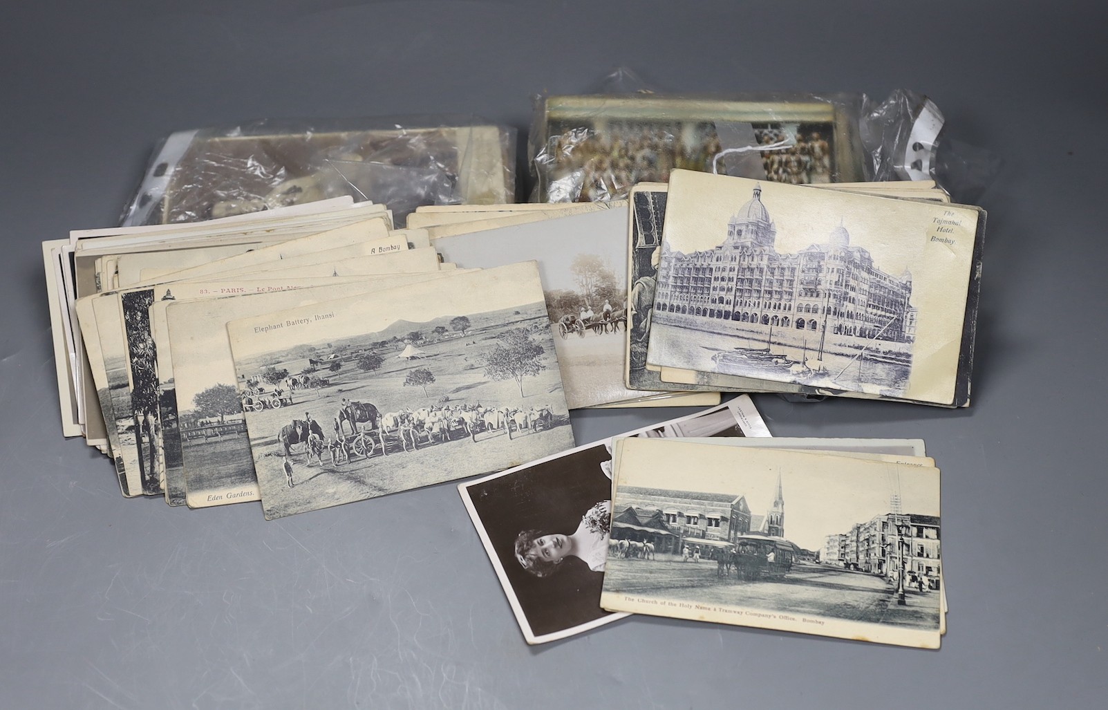 Carte du Viste and Edwardian and later postcards including India, British army etc.